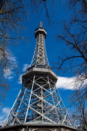 Petrin Lookout Tower in Prague built on 1891のeditorial素材