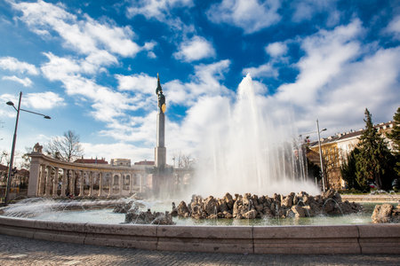 Monument to the heroes of the Red Army or Soviet War Memorial located at Schwarzenbergplatz in Viennaのeditorial素材