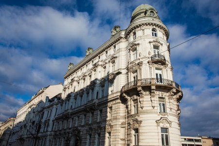 Beautiful architecture of the antique buildings at Vienna city centerのeditorial素材