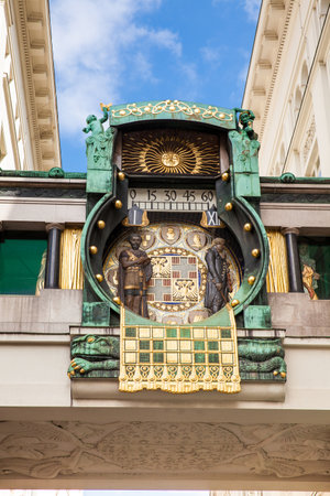 The Ankeruhr Vienna a beautiful clock located at Hoher Markt on the norther part of the inner city built on 1914のeditorial素材