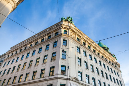 Details of the beautiful architecture of the antique buildings at Vienna inner cityのeditorial素材