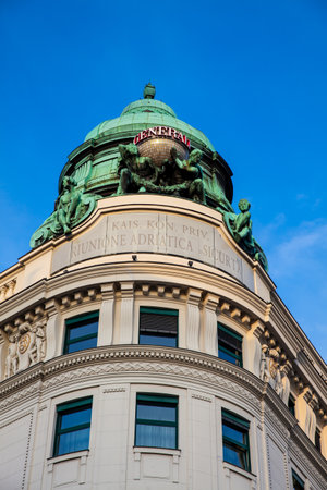 Details of the beautiful architecture of the old buildings in Vienna inner cityのeditorial素材