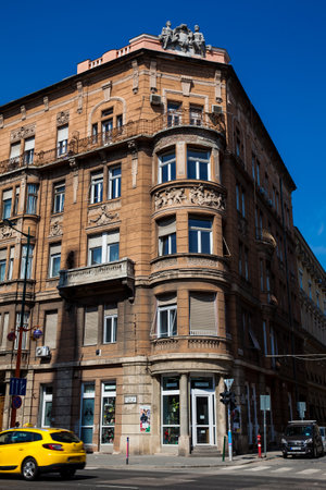 Beautiful architecture of the buildings in Budapest city centerのeditorial素材