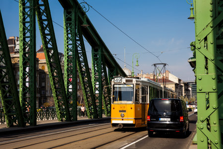Liberty Bridge or Freedom Bridge over the Danube river in Budapestのeditorial素材