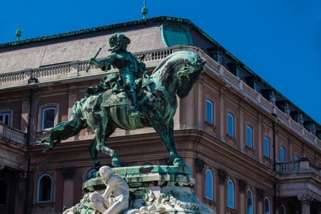 Equestrian statue of Prince Eugene of Savoy at the Royal Buda Castleのeditorial素材
