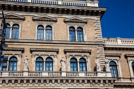 Facade of the building of the Corvinus University of Budapestのeditorial素材