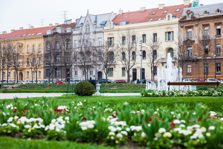 View of the beautiful architecture of the lower town in Zagreb cityのeditorial素材