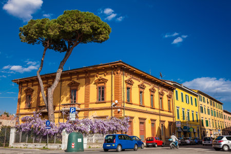Beautiful architecture and street of Pisa at the begining of springのeditorial素材