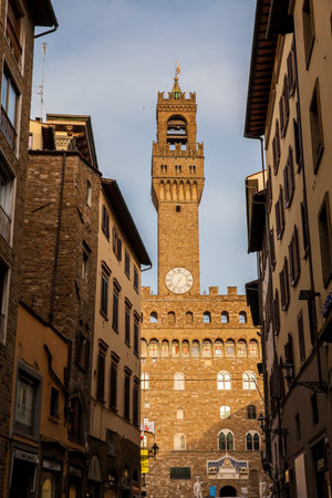 Palazzo Vecchio built at the Piazza della Signoria in the 12th century in Florenceのeditorial素材
