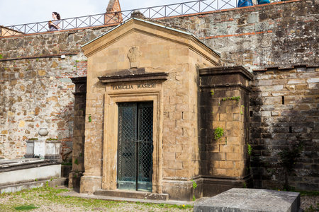 Cemetery of the Holy Door to a monumental cemetery located within the fortified bastion of the Basilica of San Miniato al Monte in Florenceのeditorial素材
