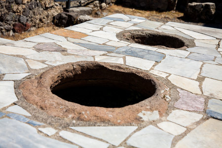 Kitchens in the houses of the ancient city of Pompeii