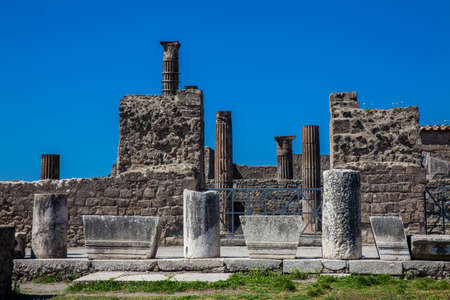 Ruins of the Forum in the ancient city of Pompeiiの写真素材