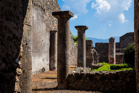 Ruins of the houses in the ancient city of Pompeii