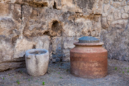 Ruins of the houses in the ancient city of Pompeiiの写真素材