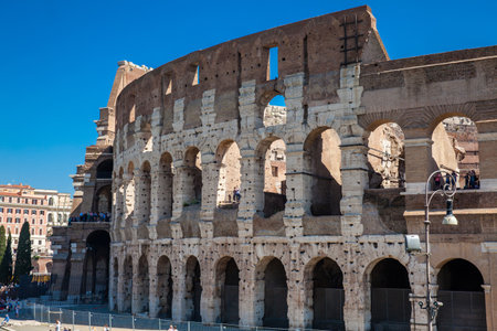 The famous Colosseum or Coliseum also known as the Flavian Amphitheater in the center of the city of Romeのeditorial素材