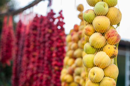 Traditional sale of fruits on the roads of the department of BoyacÃ¡ in Colombiaの写真素材
