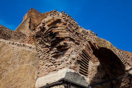 Detail of the walls of the famous Colosseum in Romeのeditorial素材