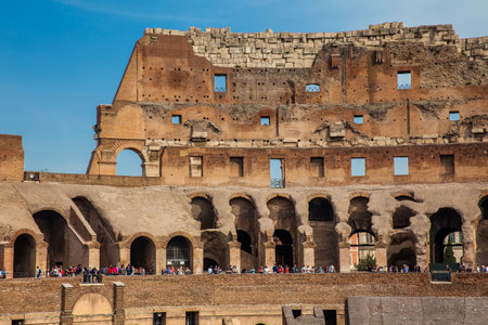 Tourists visiting the Interior of the famous Colosseum in Romeのeditorial素材