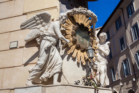 Madonna dell Archetto by Virgilio Vespignani located at Piazza di Trevi in Romeのeditorial素材