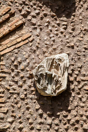 Detail of the beautiful stone carvings which decorated the ancient Roman Forum in Romeの写真素材