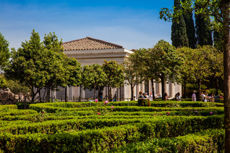 ROME, ITALY - APRIL, 2018: Tourists visiting the Renaissance Farnese Aviaries and Gardens at the Palatine Hill in Romeのeditorial素材