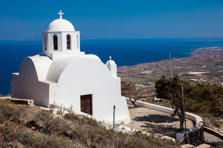 Church of Saint Mark located next to the hiking path between Fira and Oia in Santorini Island
