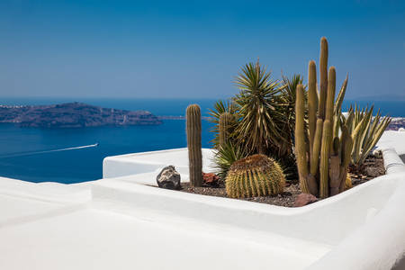 The beautiful architecture of the cities in Santorini Islandの写真素材