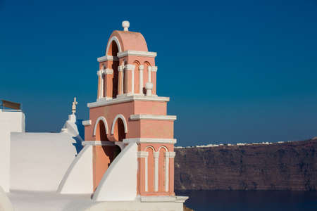 Traditional architecture of the churches of the Oia City in Santorini Islandの写真素材