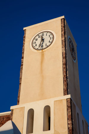 Clock tower at Oia city in the Santorini Island
