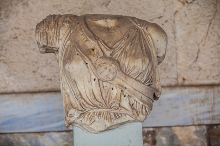 ATHENS, GREECE - APRIL, 2018: Torso of Athena at the Stoa of Attalos in Athensのeditorial素材