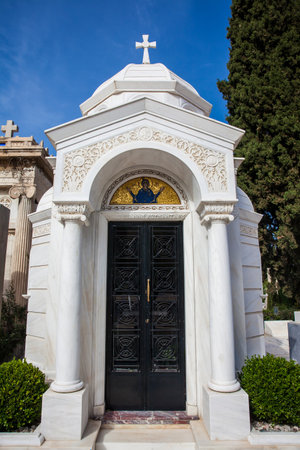 ATHENS, GREECE - MAY, 2018: Detail of the tombs at the First Cemetery of Athens opened in 1837のeditorial素材