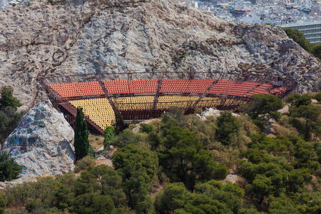 View of the Lycabettus Theatre in Athens cityの写真素材
