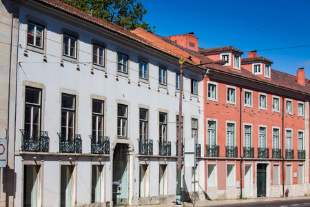 LISBON, PORTUGAL - MAY, 2018: Architecture of the antique buildings at Lisbon city center