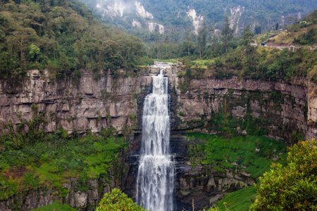 The famous Tequendama Falls located southwest of BogotÃ¡ in the municipality of Soachaの写真素材