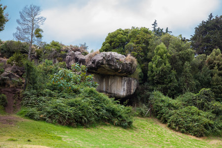 FACATATIVA, COLOMBIA - JANUARY, 2029: Giant rocky formations at the Piedras del Tunjo Archaeological Park in the municipality of Facatativaのeditorial素材