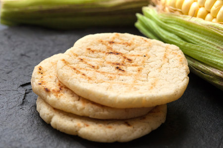 Roasted traditional South American corn arepa