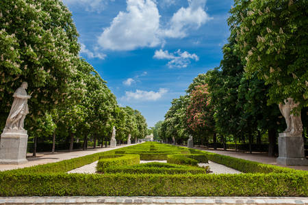 View of the famous Retiro Park in a beautiful spring day in Madridの写真素材