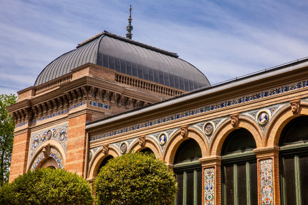 The historical Velzquez Palace an exhibition hall located in Buen Retiro Park in Madrid built in 1883のeditorial素材