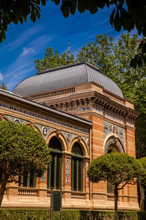 The historical Velzquez Palace an exhibition hall located in Buen Retiro Park in Madrid built in 1883のeditorial素材