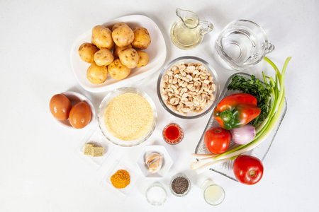 Ingredients to prepare the traditional patties from the region of Cauca in Colombia, called...
