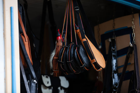 Traditional handcrafted wineskin boots in Salento a small town of the region of Quindio in Colombia