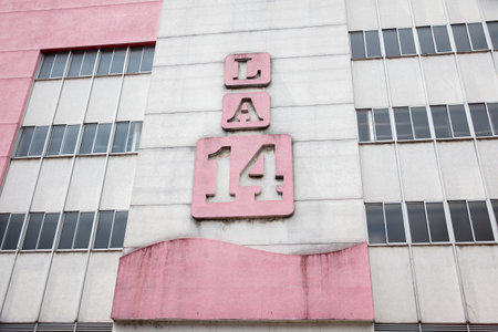 CALI, COLOMBIA - AUGUST 2021. Facade of the disappeared and traditional warehouse La 14 of the City of Caliのeditorial素材