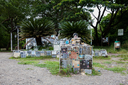 ARMERO, COLOMBIA - MAY, 2022: Gratitude plaques to Omaira Sanchez at her place of burial in the destroyed Armero town.のeditorial素材