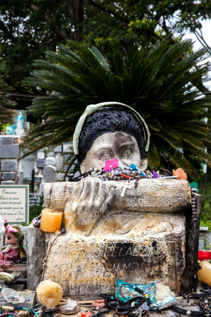 ARMERO, COLOMBIA - MAY, 2022: Omaira Sanchez place of burial at the destroyed Armero town. Gratitude plaques.のeditorial素材