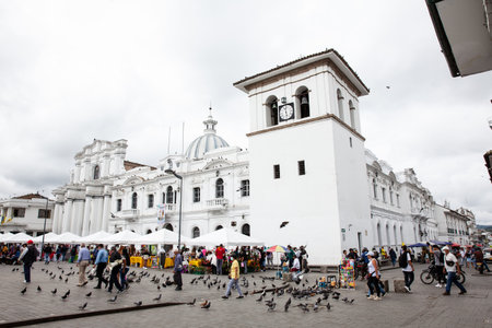 POPAYAN, COLOMBIA - MAY, 2022: Clock Tower and Caldas Square at Popayan city center in Colombiaのeditorial素材