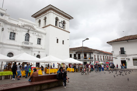 POPAYAN, COLOMBIA - MAY, 2022: Clock Tower and Caldas Square at Popayan city center in Colombiaのeditorial素材