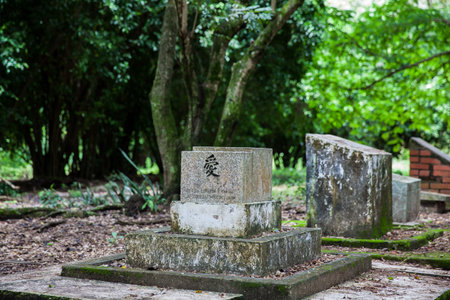 ARMERO, COLOMBIA - MAY, 2022: Symbolic tombs built in memory of deceased relatives after the Armero...