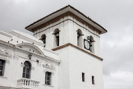 The famous Clock Tower at Popayan city center in Colombiaのeditorial素材