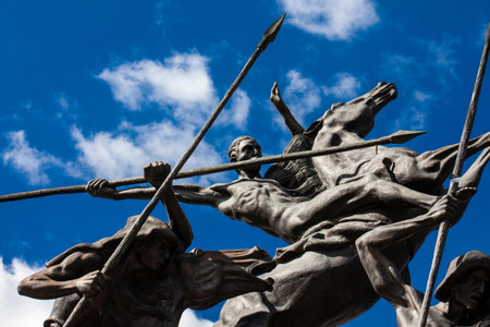 Paipa, Boyaca, Colombia â 8th of August 2023: Detail of the Vargas Swamp Lancers memorial located near Paipa city in BoyacÃ¡. Made by Colombian artist Rodrigo Arenas Betancourt and by engineer Guillermo Gonzalez Zuleta.のeditorial素材