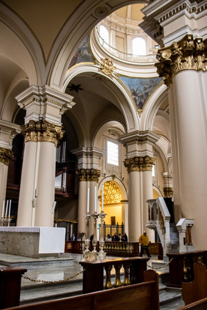 Bogota, Colombia - July 2nd 2023. Metropolitan and Primate Cathedral Basilica of the Immaculate Conception and Saint Peter of Bogota known as the Primate Cathedral of Colombia.のeditorial素材